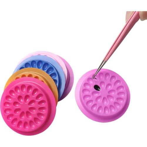 Disposable Plastic Flower Holder Sticker Glue Adhesive Pallet For Eyelash Extension Eyelash Makeup Tools Pink Red Colors