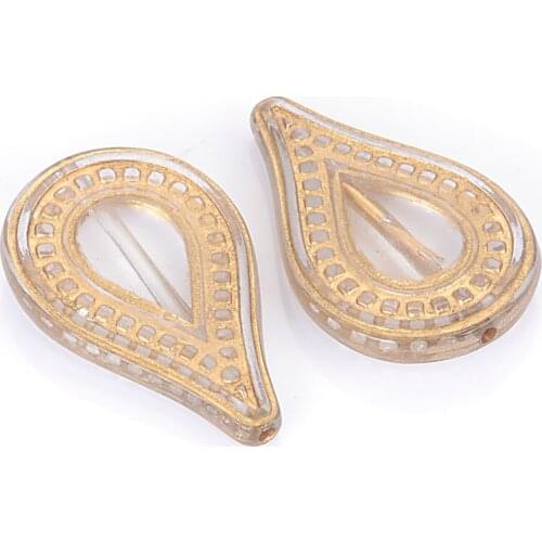 Wholesale Plating Transparent Acrylic Waterdrop Teardrop Beads With Gold Lined For Diy Jewelry Making