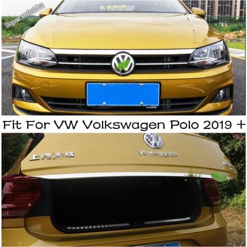 Front Engine Lid Hood Guard / Rear Trunk Tailgate Bottom Strip Cover Trim Molding Garnish For VW Volkswagen Polo 2019 - 2021