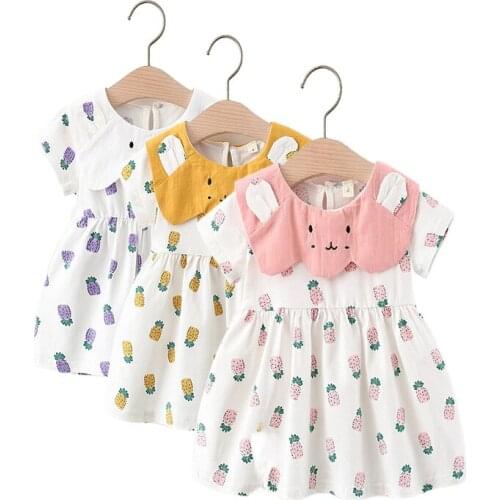 2021New Summer Baby Girl Dress Toddler Baby Girls Kids Pineapple Print Dress Princess Dresses Beautiful Girl Casual Clothes