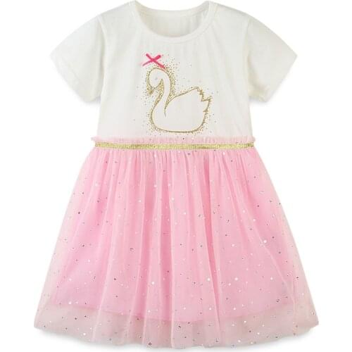 Frocks for Girls 2021 Summer Baby Girl Clothes Toddler Cotton Animal Vestiods Casual Pink Tulle Dress for Kids 2-7 Years girls