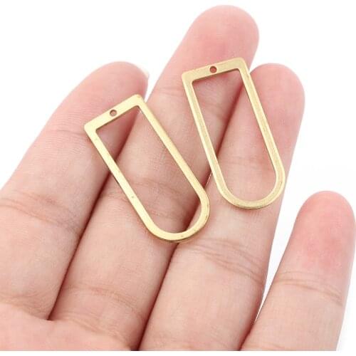 20pcs Raw Brass Charms Open D Shape Pendant For Handmade Earring Necklace Jewelry Making Findings 13x30mm