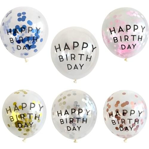 5pcs/lot Happy Birthday clear Latex Ballons confetti Balloon Inflatable Balloons baby shower Decor Supplies Kid Toys balls