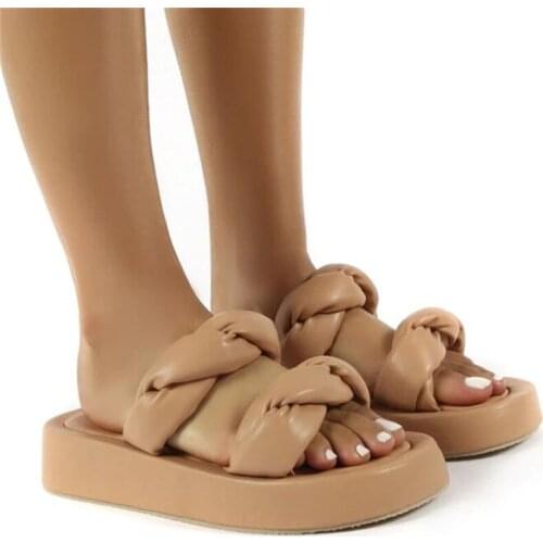 Waterproof Platform Summer Flip Flops Woman Flat Sandals Leather Hemp Flowers Casual Shoes Ladies Wedges With Peep Toe Slippers