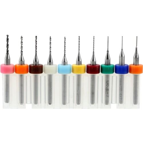 NICEYARD 10pcs/set 0.3mm to 1.2mm CNC Drill Bits Twist Drill for Print Circuit Board PCB Mini Drill Bit Tungsten Steel