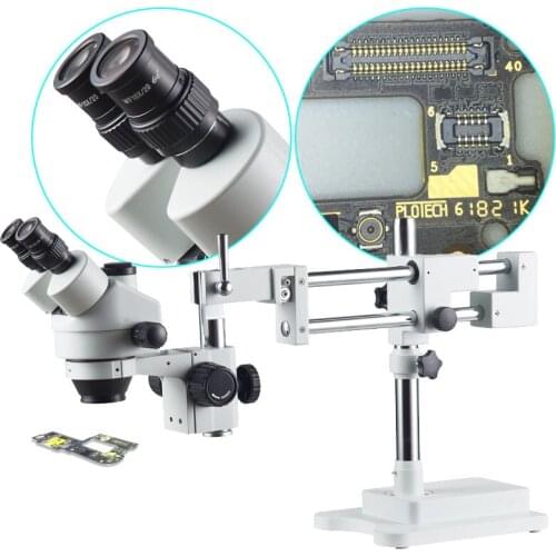 TXB2-D10 7X-45X Trinocular Head Zoom Stereo Engraving Microscope with Double Flexible Long Arm