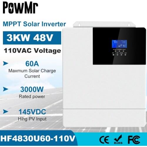 All In One Solar Hybrid Inverter 2500W 3000W 3500W MPPT 60A 80A Pure Sine Wave Inverter 48V 110V 50Hz 60Hz Auto Priority Setting