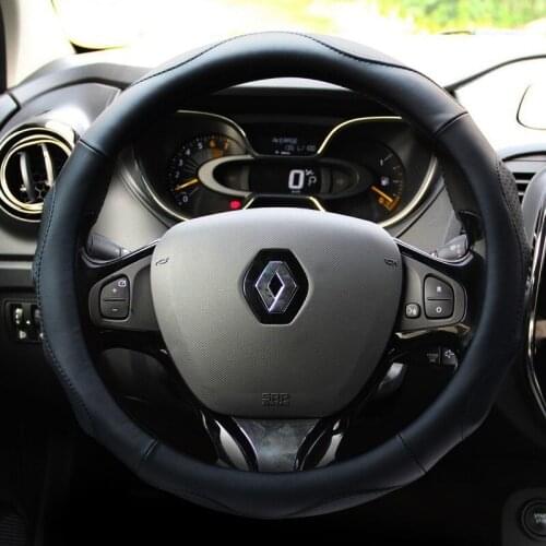High-quality Suitable All 37cm / 38cm Leather Car Steering Wheel Cover for Renault Scenic Megane Laguna Velsatis Car Assessoires