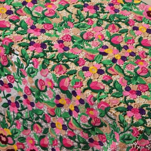 High quality water soluble lace tissu Cotton thread embroidery hollow out yarn dyed fabric High end cheongsam dress sewing