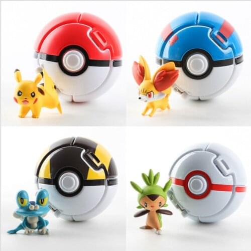 1pcs 7cm Pokemon Action Figure Toy Kawaii Pikachu Poke Ball Collectible Model Pokeball Doll Birthday Gift Kids Toys Random Sent
