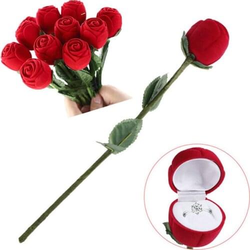 1Pcs Best Quality Best Quality Red Rose Jewelry Box Wedding Ring Gift Case Earrings Storage Display Holder