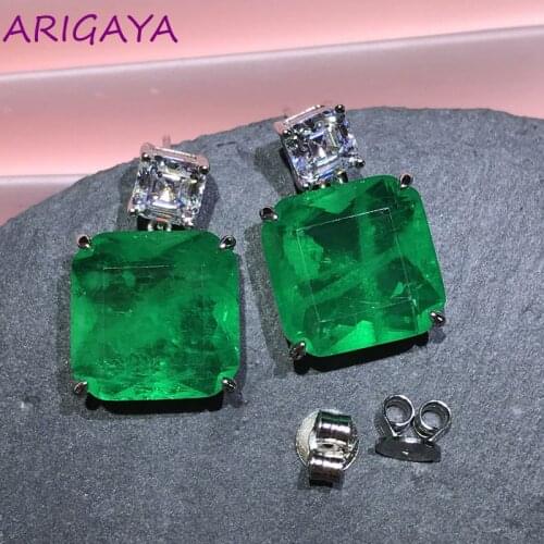 100% 925 Sterling Silver Emerald Created Moissanite Gemstone Wedding Vintage Women Dangle Earrings Studs Fine Jewelry Wholesale