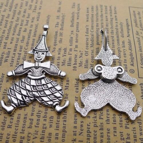 3 pieces/lot 31*48mm Antique silver color Metal alloy Clown Joker Charm Pendant Bracelet key chain DIY jewelry accessory