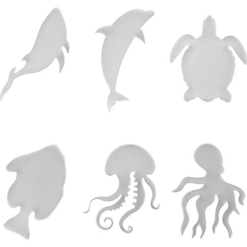 6Pcs/Set Marine Life Fish Whales Octopus Turtles DIY Tea Tray Mat Silicone Mold Educational Montessori Board Toys for Children