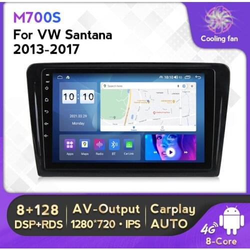 9" 2.5D IPS Android 10 6+128G Car Radio Multimedia Video Player For VW Volkswage Santana 2013-2017 4G LTE GPS BT WIFI Carplay