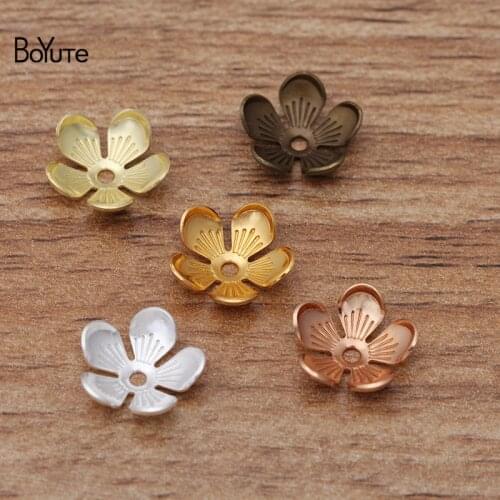 BoYuTe Wholesale (200 Pieces/Lot) Metal Brass Stamping 10MM Flower Bead Caps Diy Handmade Jewelry Accessories