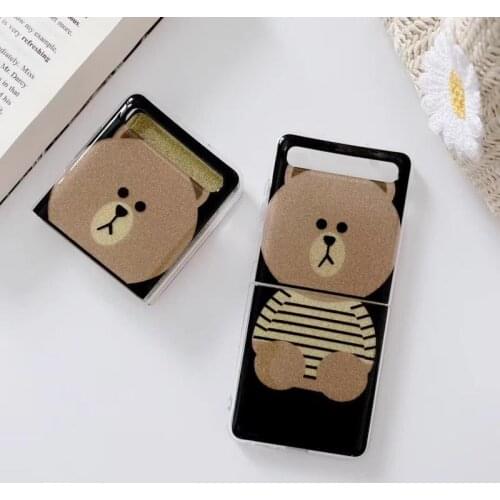 Cartoon Bear Bling Case for Samsung Galaxy Z Flip Cases Bling TPU Soft Shockproof Back Cover for Galaxy Z Flip Funda Shell