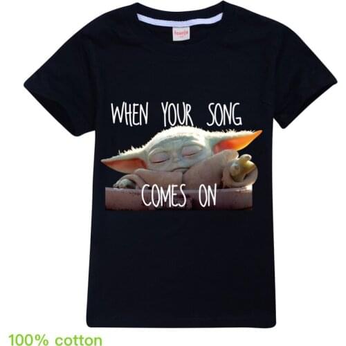 Childrens T-shirts Boys Girls Baby Yoda T Shirt Kids Cotton Summer Clothes Clothing Short-sleeved Fashion Sport Toddler