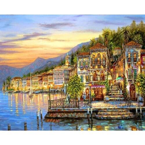 DIY Digital Painting By Numbers golden landscape oil painting mural Kits Coloring Wall Art Picture Gift frameless
