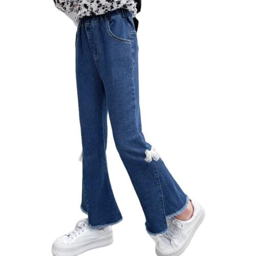 Jeans Girl Big Bow Jeans Girls Casual Style Children Jeans Spring Autumn Clothes For Girls 6 8 10 12 14