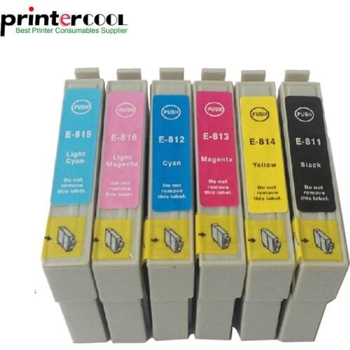 Einkshop T0811-T0816 Compatible Ink Cartridge T0811 For Epson Stylus photo 1410 R270 R390 RX590 R290 R610 RX690 T50 TX700W