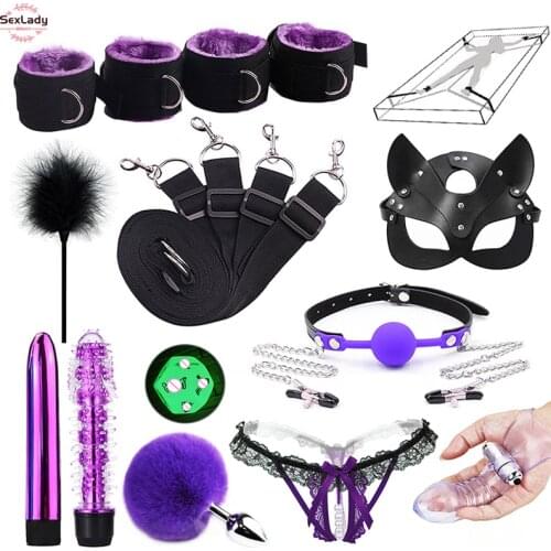 SexLady BDSM Bondage Handcuffs Ankle Cuffs Under Bed Bondage Set Fetish Slave Adult Erotic Sex Toys For Woman Couples Games