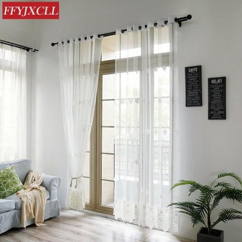 Europe Embroidered White Lace Tulle Voile Sheer Curtain Panels for Living Room Window Screen Bedroom Sliding Glass Door