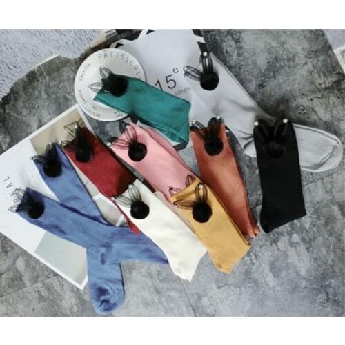 Gtglad 1pair New Arrived Korean Style Fashion Glitter Socks Women Spring Rhinestones lovely ear Candy Color Hand-made Socks