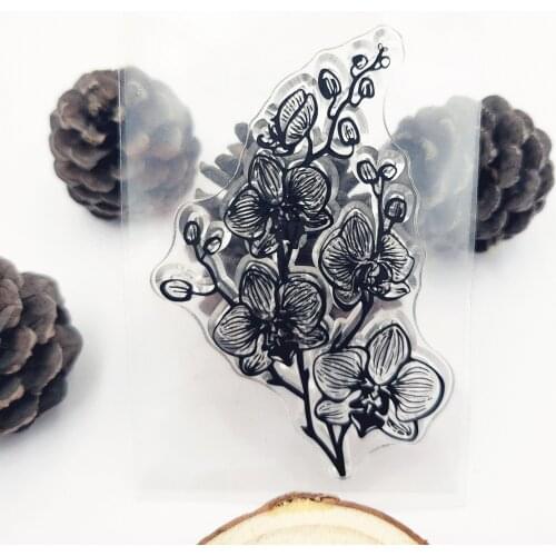 Hot 6*9cm Butterfly orchid Transparent Clear Stamps / Silicone Seals Roller Stamp for DIY scrapbooking photo album/Card Making