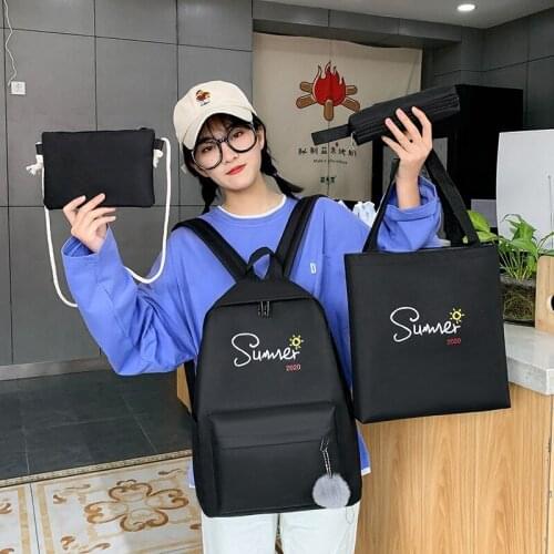 Canvas Backpack Fashion New Casual Women Backpack Fashion School Bag Solid Color Large Schoolbags Girl School Bag