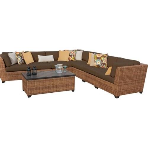 Classic Furniture 8 Piece Outdoor Wicker Patio L Shape Sofa Set