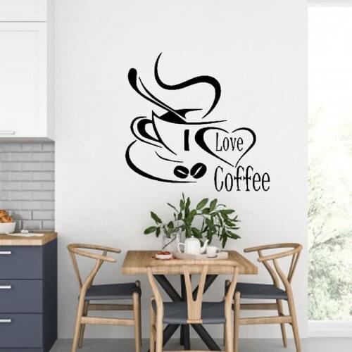 Coffee Wall Decal Quote Kitchen Dining Room Wall Decal Coffee Cooking Decal Vinyl Art Sticker for Cafe Decoration Mural C608