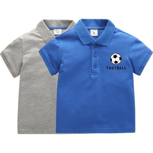 2021 Summer Polo Shirts Boy Girl Football Letter Print Short Sleeve School Clothes Tops Turn-Down Collar Kids Outfit Dropship