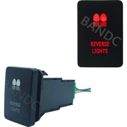 Red Led 3Amp 12V Car Square Switch REVERSE LIGHTS SPST Push Switch for Toyota Prado Landcruiser RVA4 Hilux, with Jumper Wire