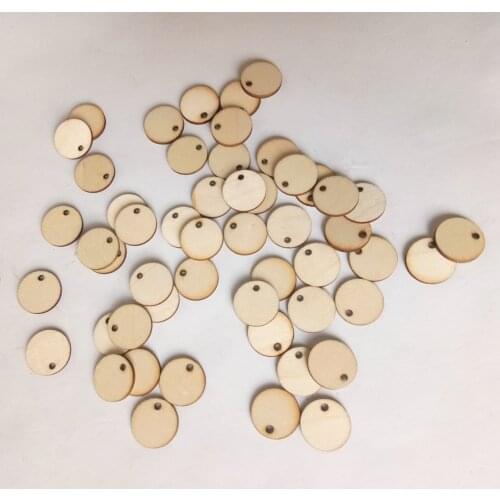 50pcs 20mm Unfinished Wooden Circle Discs Blank Tags with Hole Clips for Birthday Board Tags, Homemade DIY Gifts, Arts & Crafts