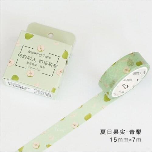 15mm Wide Four Seasons Summer Fruit Green Pear Life Decoration Washi Tape DIY Planner Diary Scrapbook Sticker Masking Tape
