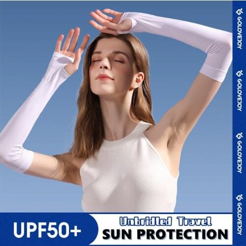 Summer Suncreen Arm Sleeve Woman Upgraded Solid Color Icy Sleeves Cycling Ice Silk Outdoor Sports Anti-UV Sunshade Glove Sleeves