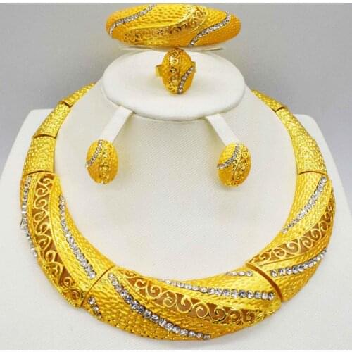 HOT Fashion jewelry set Nigeria Dubai gold-color African bead jewelry wedding jewelry set african beads jewelry sets