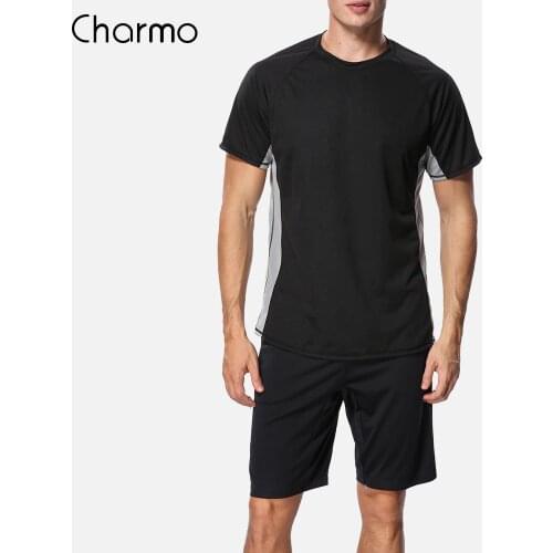 Charmo Mens Quick-drying shirt Dry-Fit Shirts Men Diving Shirt Surf Rash Guard Top Sports T-shirt Beach Wear