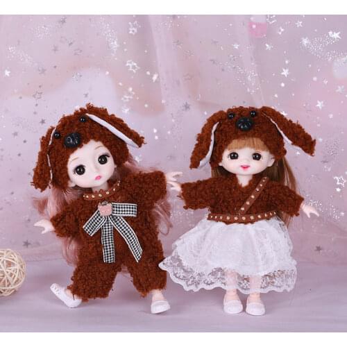 New 16CM BJD Doll 1/12 Fashion Cartoon Animals Clothes Hat Set Princess Dress Baby Dress Up Toys for Girls Gift Doll Accessories