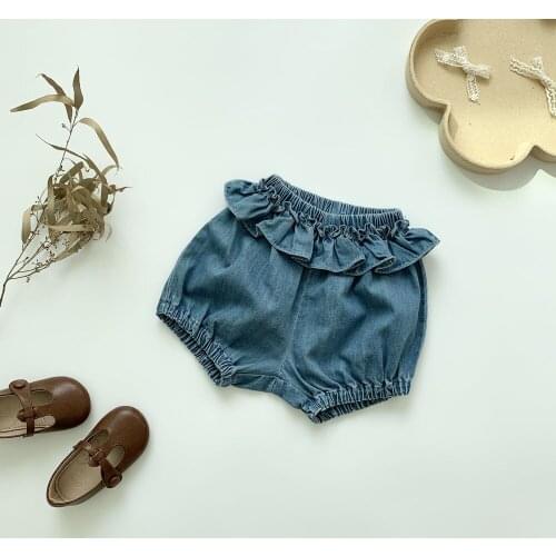 New Summer Girls Shorts 2021 Kids Denim Shorts Fashion Ruffle Shorts DT344