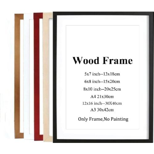 Solid Wooden Frame A4 A3 Black White Red Blue Color Picture Photo Frame with Mats for Wall Mounting Hardware Included