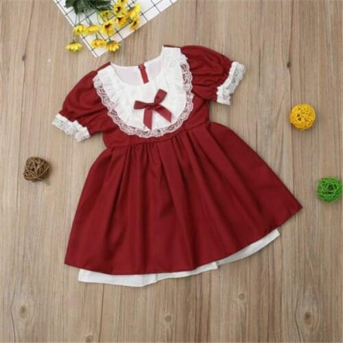 Baby Girls Prom Bowknot Dress Kids Retro Bridesmaid PFormal Gown Dress