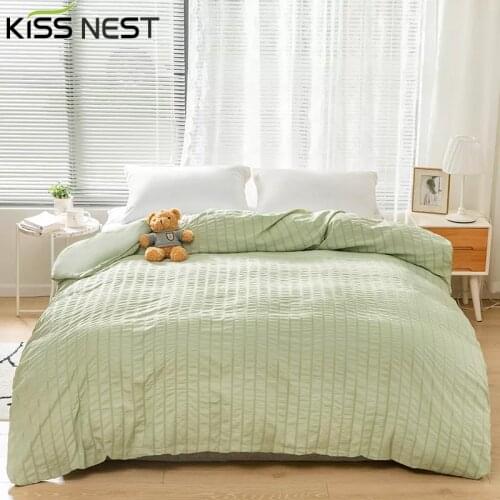Luxury Plain Dyed Seersucker Technics Fabric,Comforter Bedding Set ,Nordic Covers For Bed 150,Duvet Cover 200x200 For Bedroom