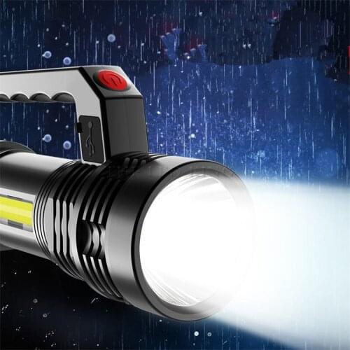 Handheld Searchlight LED Outdoor Lighting Camping Portable Lamp Strong Light Long-shot Rechargeable Built-in Battery Flashlight