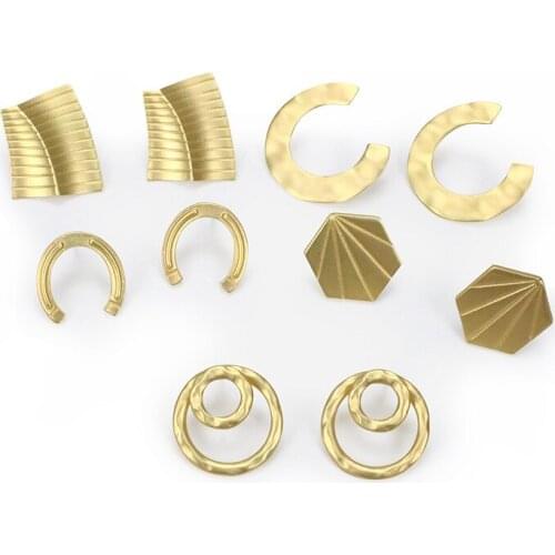 INKDEW Trendy Personality Metal Earrings Various Shapes Stud Earrings for Women Girl Gift Party