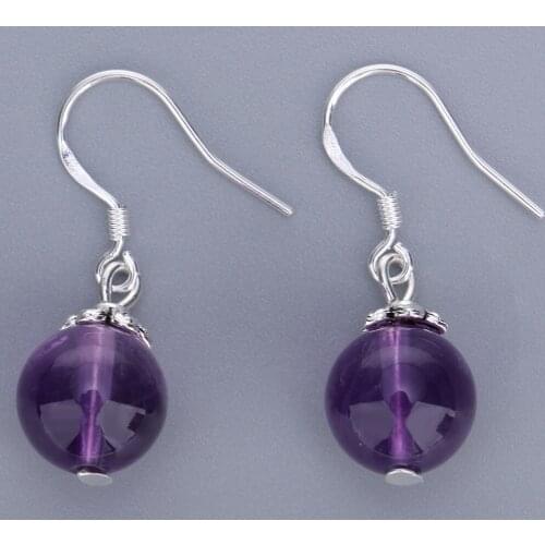 1 Pair Earring Natural Amethyst Eardrop Earrings Crystal Jewelry