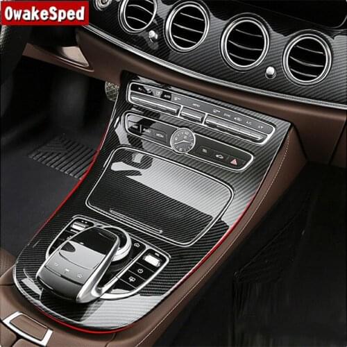Carbon Fiber Color Center Console Gear Shift Panel Decoration Cover Trim For Mercedes Benz E Class W213 2016-18 Interior Sticker