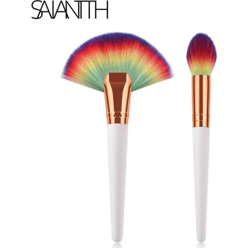 SAIANTTH fan brush flame brush makeup brushes wood colorful Gradient single foundation blush concealer highlight powder cosmetic