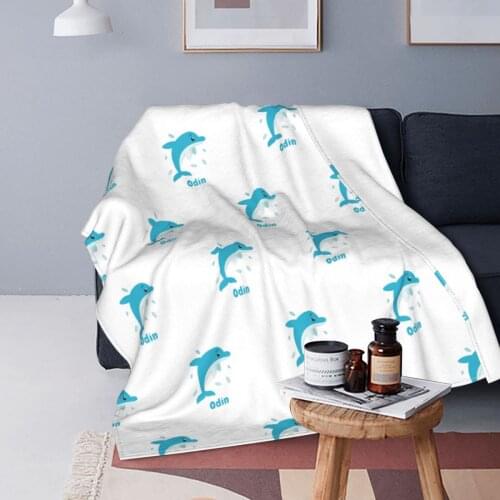 Odin Little Dolphin Animals Blue Blanket Fleece Spring Autumn Mammal Lightweight Throw Blankets for Sofa Couch Rug Piece